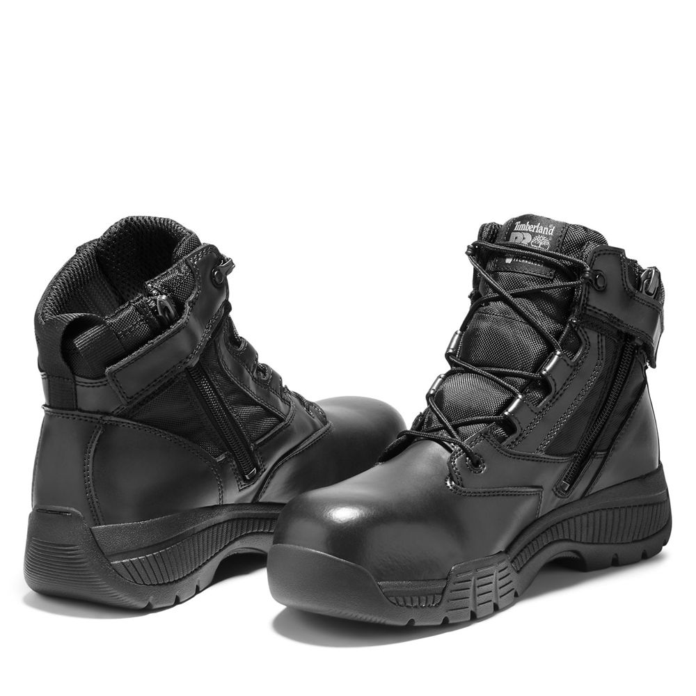 Timberland Mens Pro Boots Valor™ Duty 6\" Side-Zip Comp Toe - Black - India LB2806751